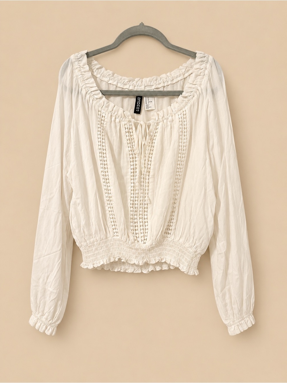 H&M DIVIDED Women Cotton Top Blouse - White Size 6 (Medium) NWT